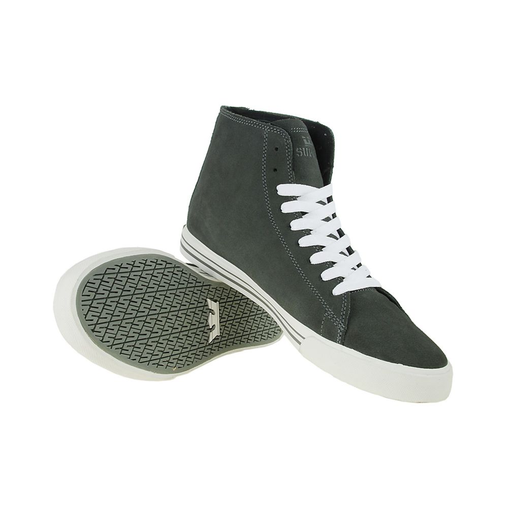 Baskets Montantes Supra Thunder High Grise Grey Suede Homme | NCA-25248810